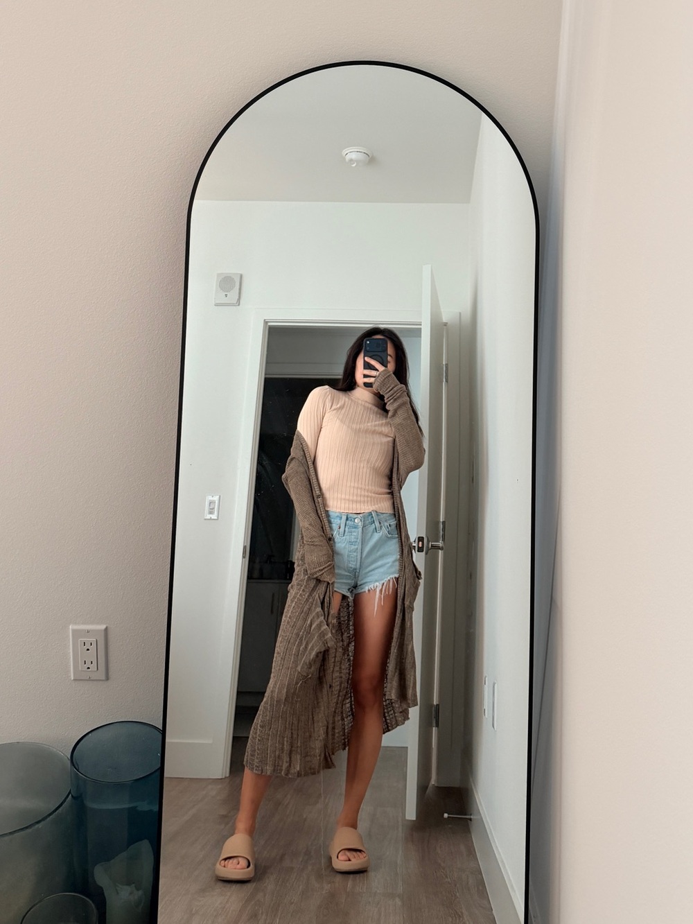 Free People Taupe Ribbed Knit Crop Top
